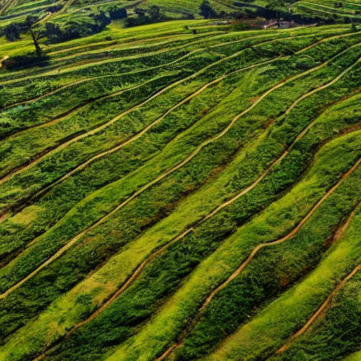 Image similar to an ariel photo of a landscape full of rolling hills made of graves hong kong cemetery photorealism