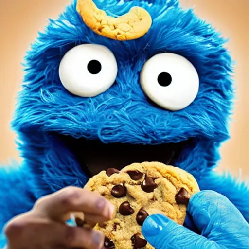 Image similar to cookie monster eating cookies