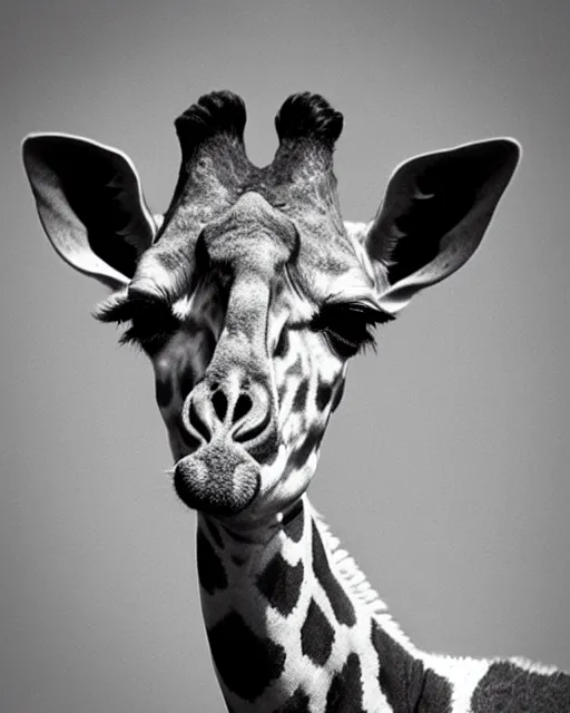 Prompt: a photo of a giraffe with jeff goldblum's face