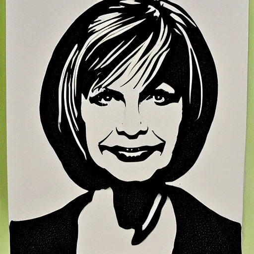 Image similar to a stylized cut paper portrait of olivia newton - john