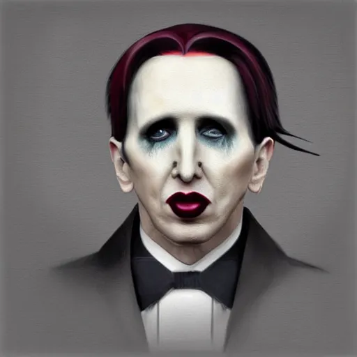 Image similar to realism sketch of marilyn manson as president of the united states, in the style of greg rutkowski, amazing detail