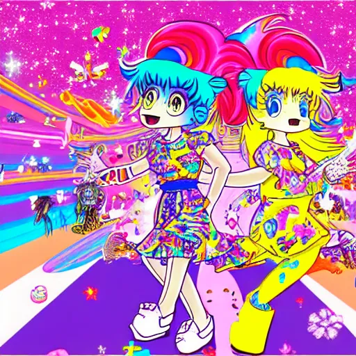 Image similar to Lisa Frank and 1990\'s manga collaboration