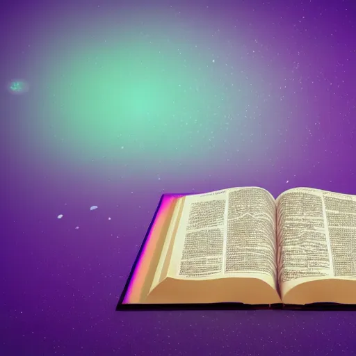 Prompt: y 2 k realistic render of a pink bible in a glowing purple room, hyper realistic, hd glossy 8 k realistic shiny sparkling