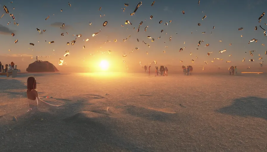 Image similar to cinematic rendering of melting clocks on the beach, 8 k ultra realistic, lens flare, atmosphere, glow, detailed, intricate, full of colour, cinematic lighting, trending on artstation, 4 k, hyperrealistic, focused, extreme details, unreal engine 5, cinematic, masterpiece