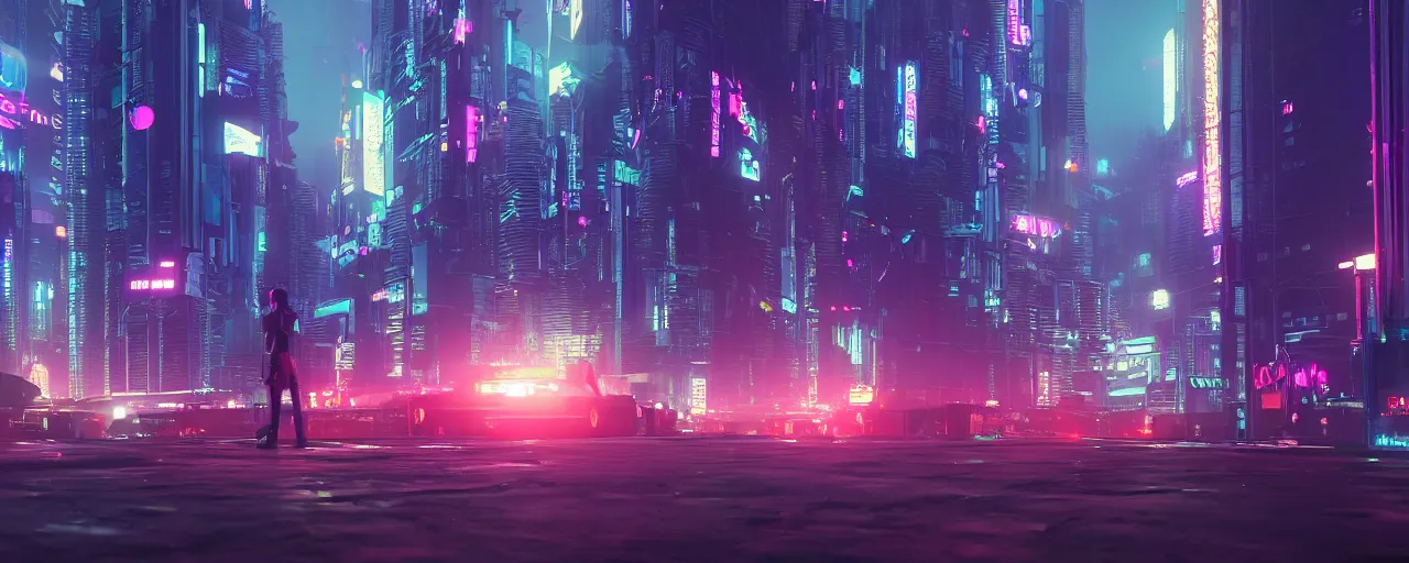 Prompt: cityscape, cyberpunk, night time, weirdcore, nightcore, dreamcore, aesthetic, neon, octane render, unreal engine global illumination ray tracing 8 k hd resolution, by ilya kuvshinov and cushart krentz and gilleard james