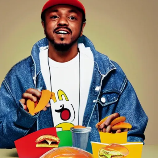 Prompt: Kendrick Lamar as a McDonald's Happy Meal toy