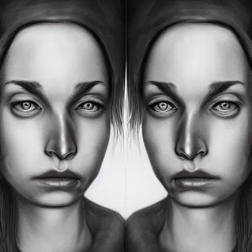 Image similar to a two people's face blending together!!!!!!, photorealistic art style, charcoal drawing by richard mortensen, matte drawing, hyper realism, zbrush, mannerism