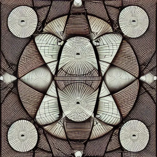 Prompt: iterated centroids, barycentric subdivision, sierpinski gasket, pencil line art inspired by karol bak, 8 k, uhd, vray
