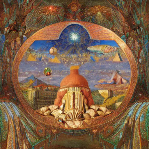 Image similar to deflective intricate cosmic city square trout grill chocolate neutron , by Richard Dadd and Benoit B. Mandelbrot and Filippino Lippi , child's drawing , speedpainting , An arcylic art