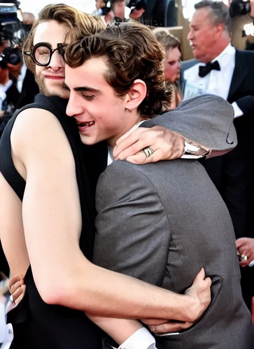 prompthunt: timothee chalamet and lady gaga holding hands on the red carpet,  beautiful detailed faces