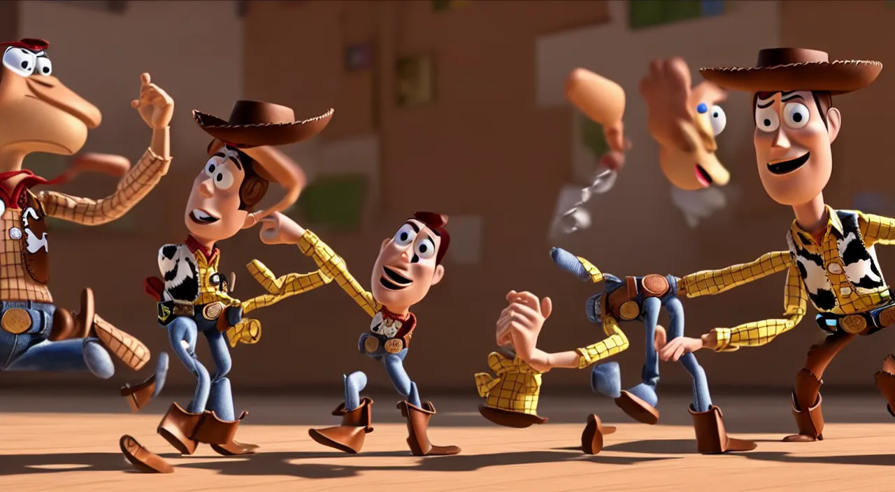 Prompt: Woody from Toy Story fighting his opponent in Fight Club. Cinematic, Award winning, ultra high resolution, intricate details, rendered with unreal engine, UHD 8K