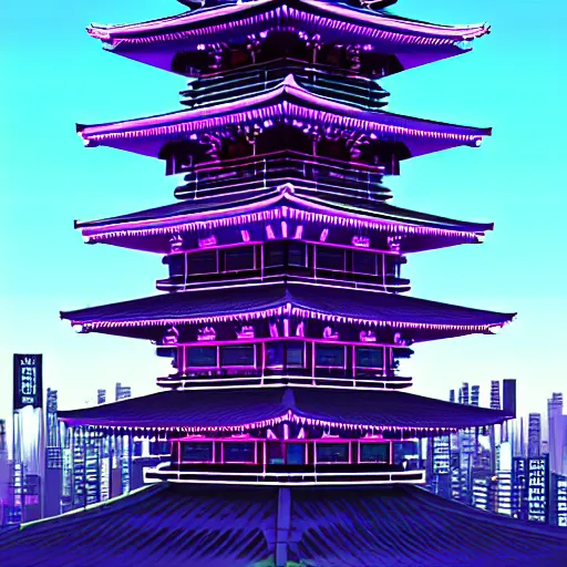 Futuristic Pagoda Shrine in Tokyo megapolis in style | Stable Diffusion ...