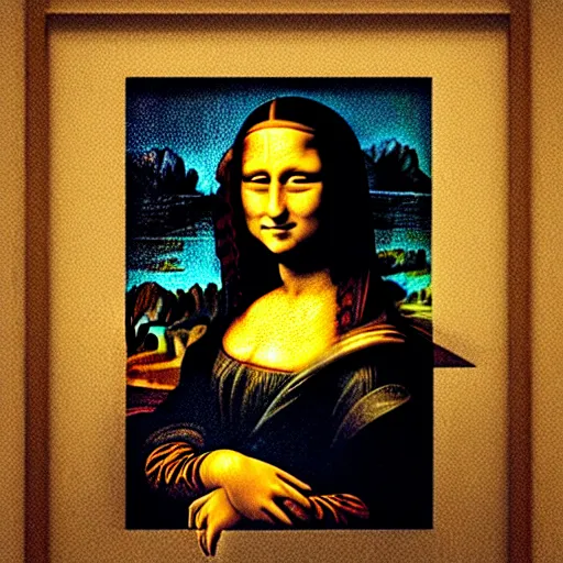 Prompt: A portrait of mona lisa in real life holding a giant spliff, amazing detail, digital art