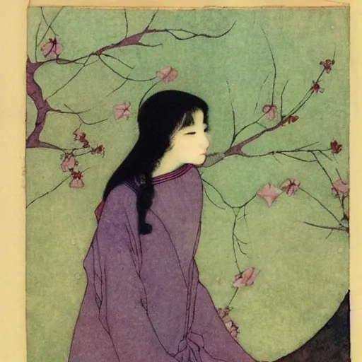 Prompt: Lee Jin-Eun by Edmund Dulac, rule of thirds, seductive look, beautiful,