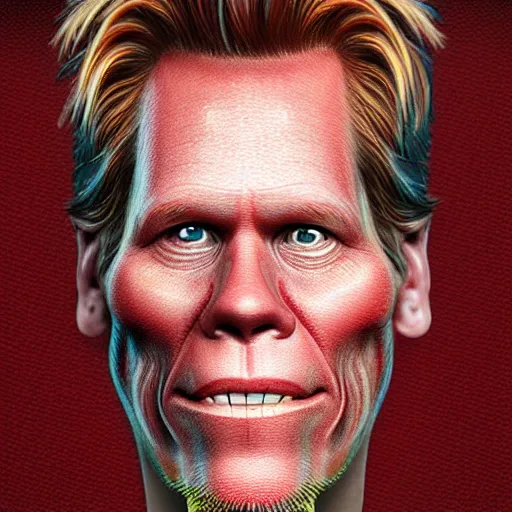 Image similar to ultra detailed kevin bacon shaped exactly like a bacon rendered by octane digital painting inspired by arcimboldo