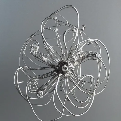 Prompt: realistic silver metal detailed wire sculpture of the cosmos