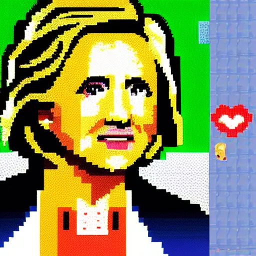 Image similar to colecovision pixel art of hillary clinton from 1 9 8 2