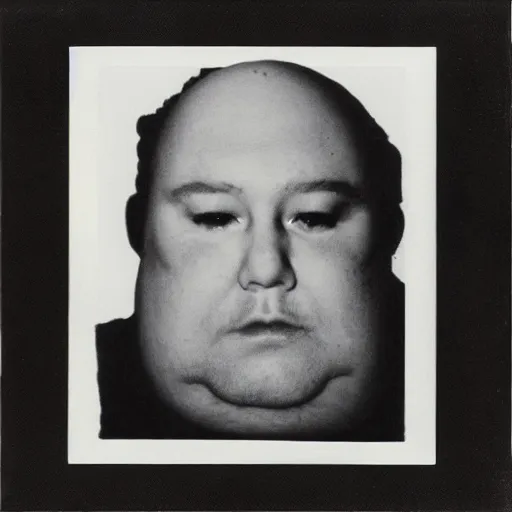 Image similar to polaroid portrait of a fat man by andy warhol. holga