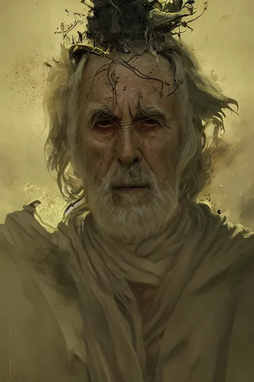 Prompt: christopher lee, evil sorcerer, lord of the rings, tattoo, decorated ornaments by carl spitzweg, ismail inceoglu, vdragan bibin, hans thoma, greg rutkowski, alexandros pyromallis, perfect face, fine details, realistic shaded