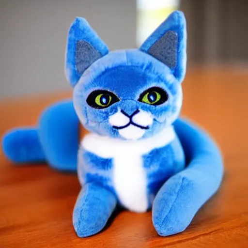 Image similar to a blue kitten made of plush, cute