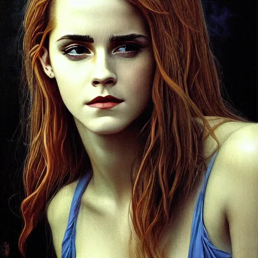 Image similar to an amazing masterpiece of art by gerald brom 🐐 🔥 emma watson