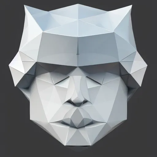 Image similar to low polygon gemstone that shaped like a low polygon face wearing a crown, 3 d render