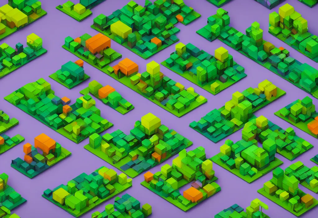 Prompt: isometric forest magicavoxel cinematic lighting, 4k