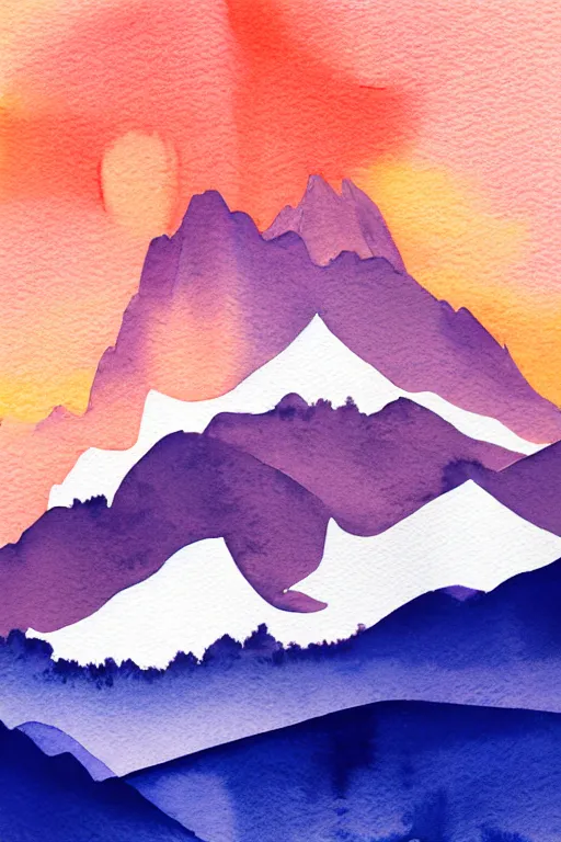 Image similar to minimalist watercolor art of switzerland mountains at sunset, illustration, vector art