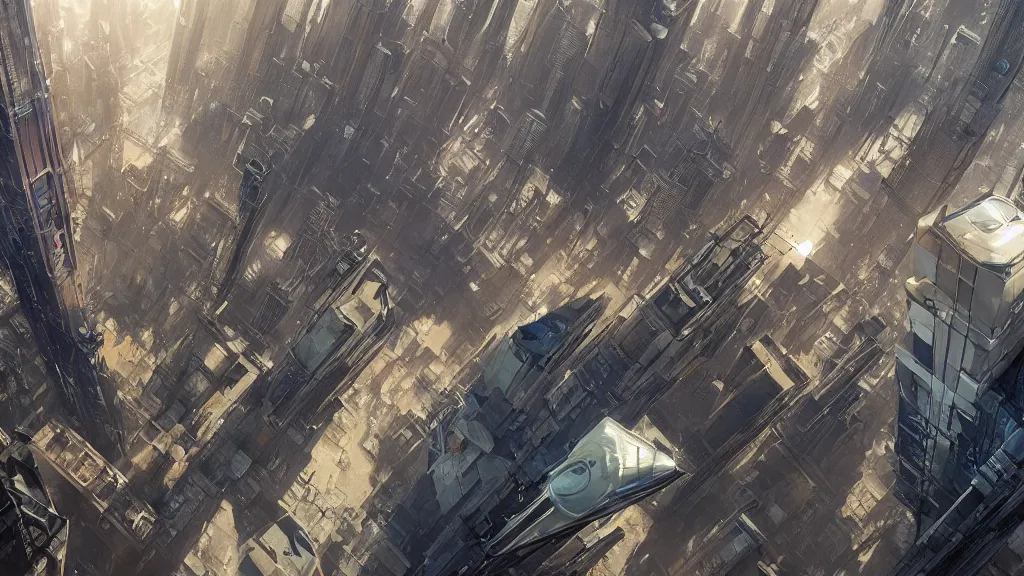 Prompt: a Photorealistic hyperrealistic render of a birdseye view looking down at a futuristic mega city with skyscrapers by Greg Rutkowski,Vitaly Bugarov,Stephan Martiniere,Nicolas Bouvier SPARTH,James Paick,dramatic moody sunset lighting,long shadows,Volumetric, cinematic atmosphere, Octane Render,Artstation,8k