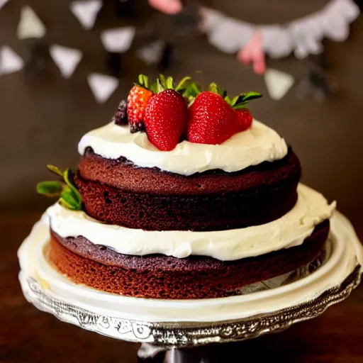 Prompt: delicious cake topped with more cake