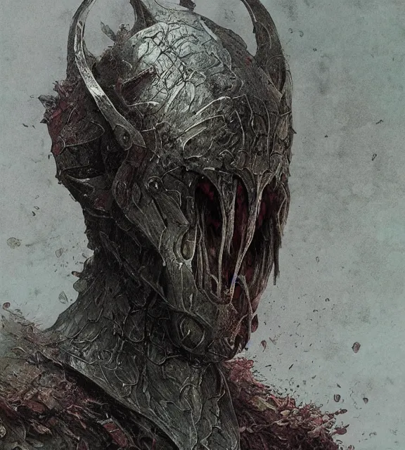 Image similar to vile maggot concept, beksinski, age of sigma art, frank franzetta, ruan jia, dark soul armor concept, trending on artstation, wayne barlowe, adrian smith fantasy art, elden ring art, the hobbit art, lord of the ring art, infinity blade armor