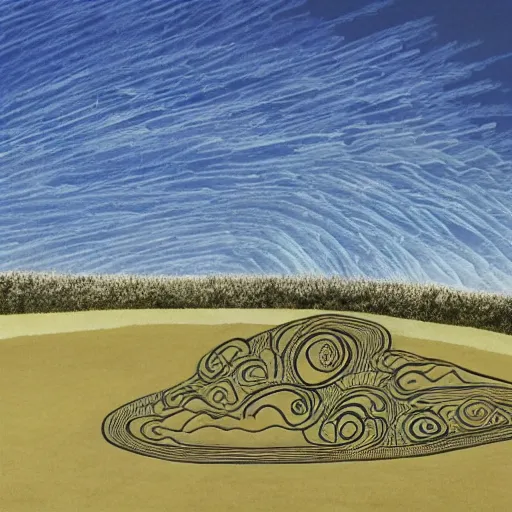 Prompt: a tensor sandwich , stunning sky, zen sand carved lawn, drawing by Giacomo Burattini and Shania McDonagh and grok. it all, 8k