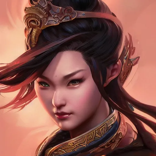 Image similar to Chun-Li closeup, D&D, fantasy, intricate, elegant, highly detailed, digital painting, artstation, concept art, matte, sharp focus, illustration, hearthstone, art by Artgerm and Greg Rutkowski and Alphonse Mucha