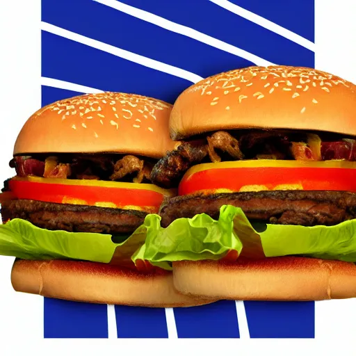 Prompt: bad photoshop of a burger store promotional image