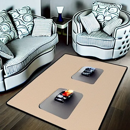 Prompt: a futuristic skids road map carpet rug