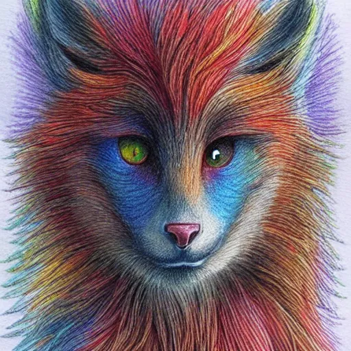 Image similar to Colored pencil art on paper, Magical Creatures, highly detailed, artstation, Caran d'Ache Luminance