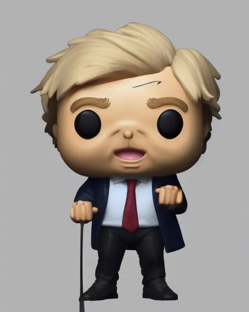 Image similar to funko pop, full body 3d render of boris johnson as a funko pop, studio lighting, white background, blender, trending on artstation, 8k, highly detailed