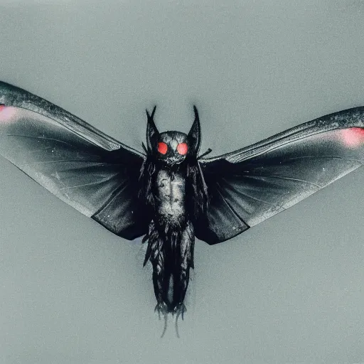 Prompt: Polaroid photograph of mothman, blurry, XF IQ4, 150MP, 50mm, F1.4, ISO 200, 1/160s, Adobe Lightroom, photolab, Affinity Photo, PhotoDirector 365,