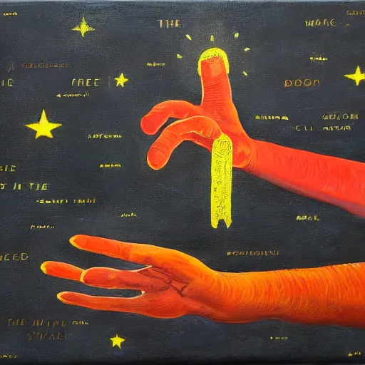 Image similar to the invisible hand of the world, painting