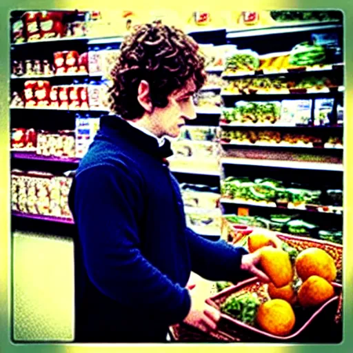 Prompt: “ bilbo baggins bagging groceries ”