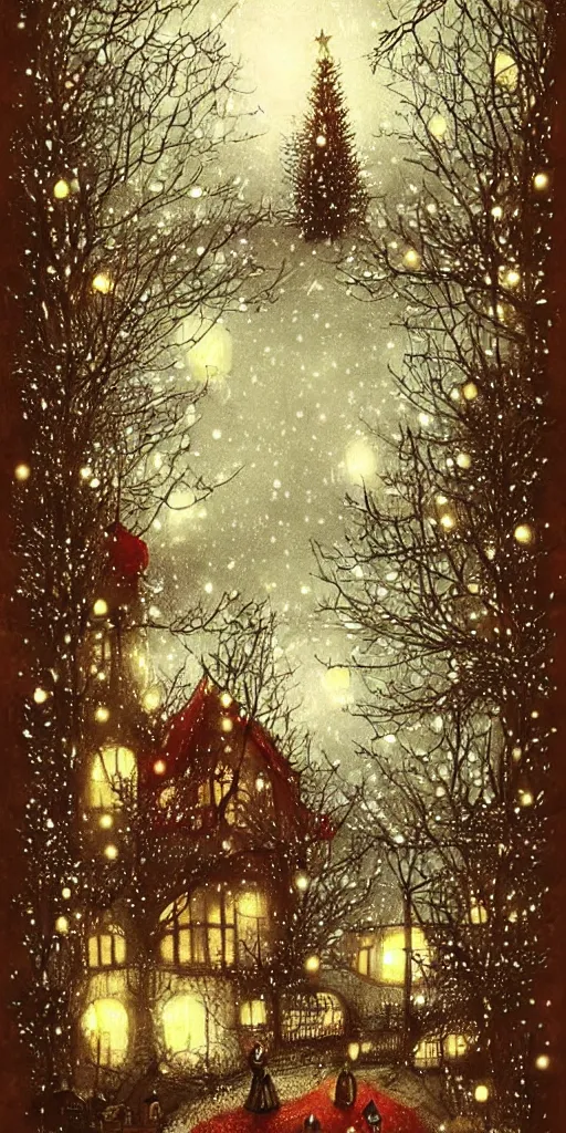 Image similar to a vintage christmas night scene by alexander jansson