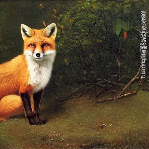 Image similar to a portrait of a Red Fox in a white magnolia forest in the style Alexandre Cabanel