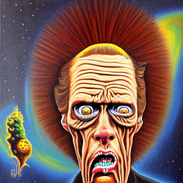 Image similar to an oil on canvas portrait painting of beavis, polycount, surrealism, surrealist, cosmic horror, high detail