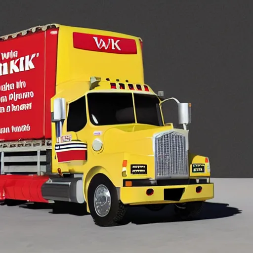 Prompt: kwik trip semi truck on the moon