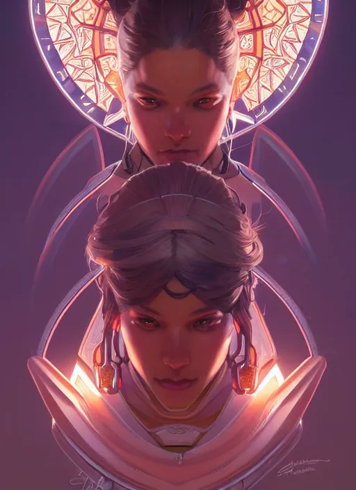 Image similar to symmetry!! portrait of apex legends, intricate, elegant, glowing lights!! highly detailed, digital painting, artstation, concept art, smooth, sharp focus, illustration, art by artgerm and greg rutkowski and alphonse mucha