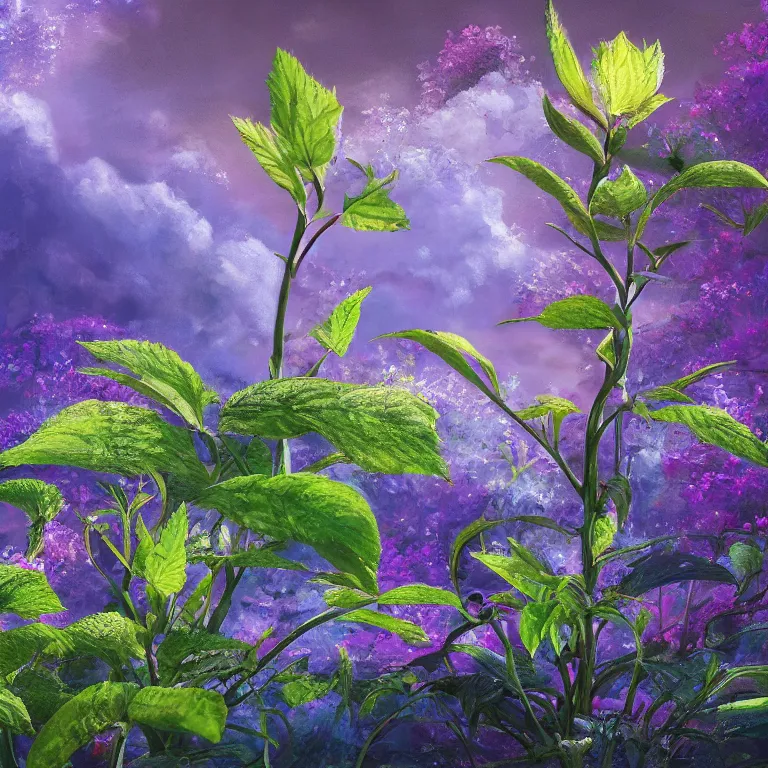 Prompt: a beautiful painting plant sprouts in a fantasy world full of interesting buds fictional and gorgeous, 8 k resolution, highly detailed, hdr