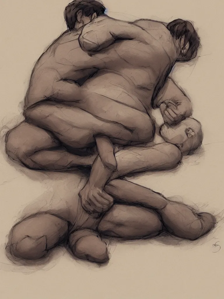 Prompt: fetal position by Disney Concept Artists, blunt borders, rule of thirds