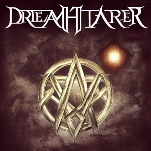 Prompt: Dream Theater, images and words new cover art