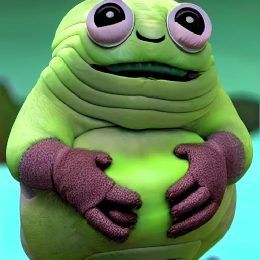 Prompt: a friendly Tardigrade smiling and waving, cgi character, children's movie-art