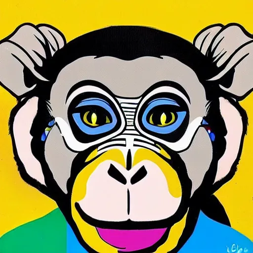 Prompt: a pop art painting of a monkey